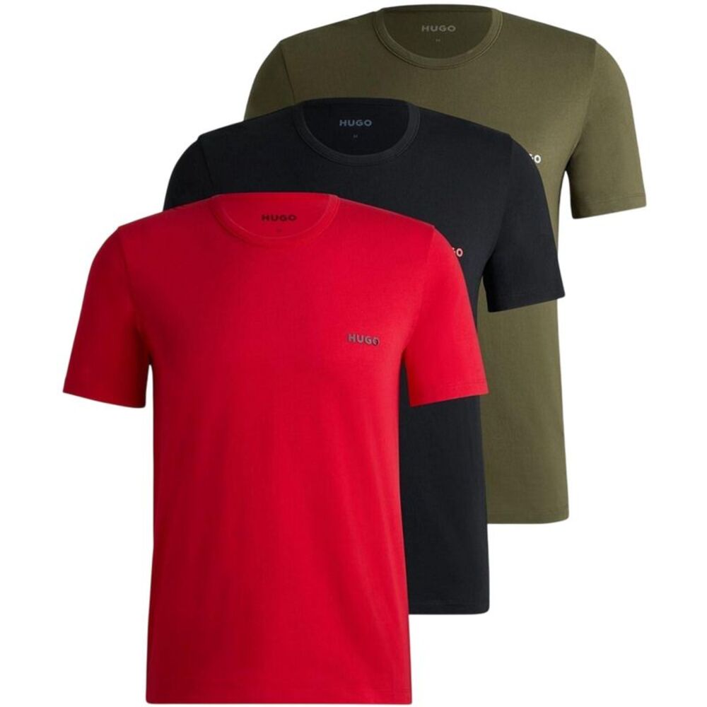 Hugo Mens Plain Pajama Top (Pack of 3) / Red/Green/Black